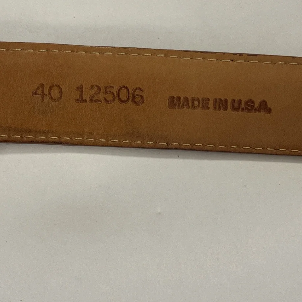 WORN Onyx Brighton Leather Belt Mens Sz 40 Brown #12506‎ Croc Alligator Embossed
